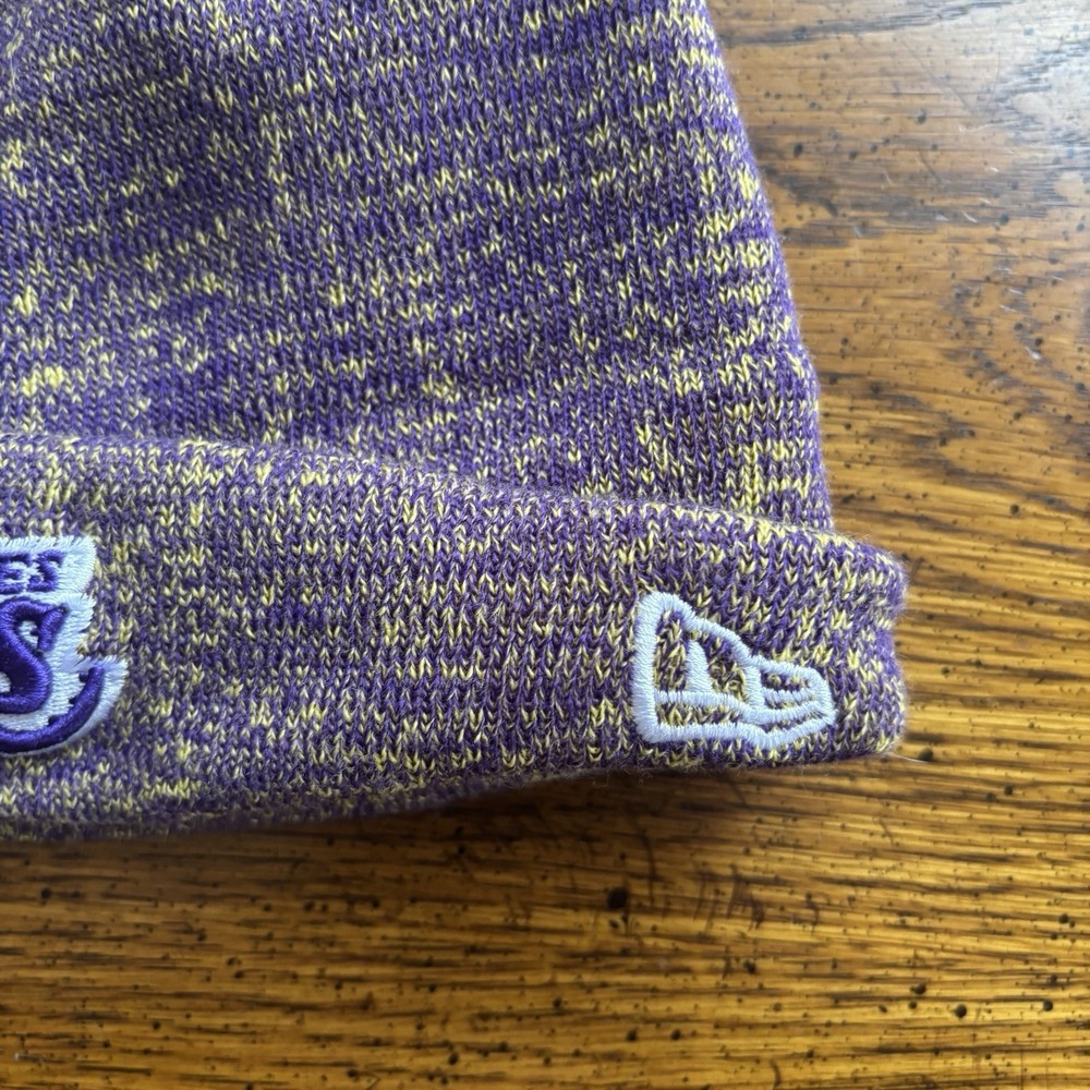 Los Angeles Lakers Beanie New Era Sport One Size Knit Hat Wool Blend Purple Gold - Picture 5 of 8